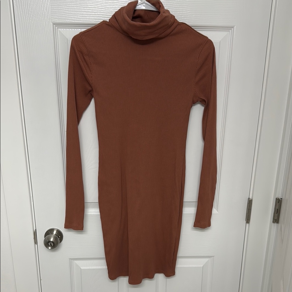 Wild Fable Brown Turtleneck ribbed Dress